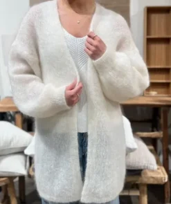 Americandreams - Lee midi mohairneuletakki, white