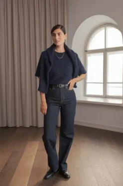 Ariel lyhythihainen neule, dark navy