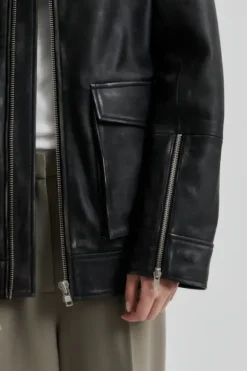 Auras Leather Jacket, black