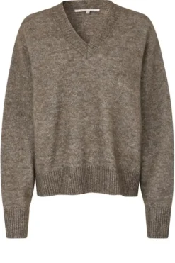 Brook neule v-neck, chocolate chip