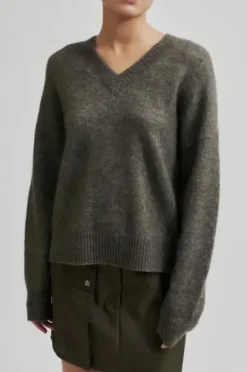 Brook neule v-neck, chocolate chip