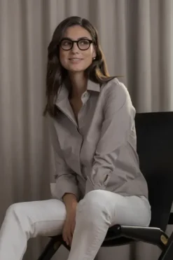 Camilla puuvillakauluspaita, greige