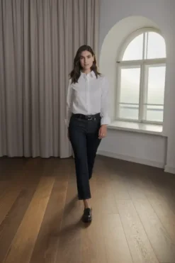 Camilla puuvillakauluspaita, white