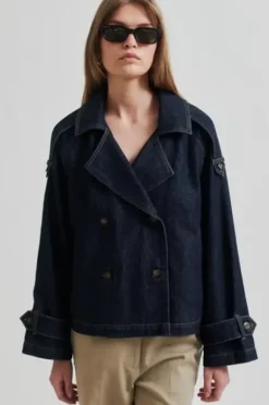 Columbus Trench Jacket, dark blue denim