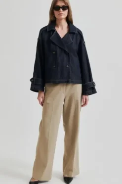 Columbus Trench Jacket, dark blue denim