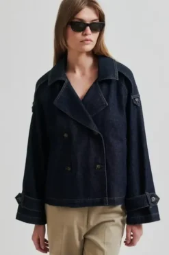 Columbus Trench Jacket, dark blue denim