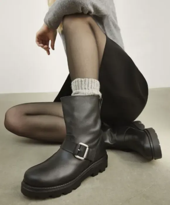 Flattered - Anine saappaat nahkaa, musta