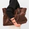 Flattered - Lesley tote bag, suede chocolate