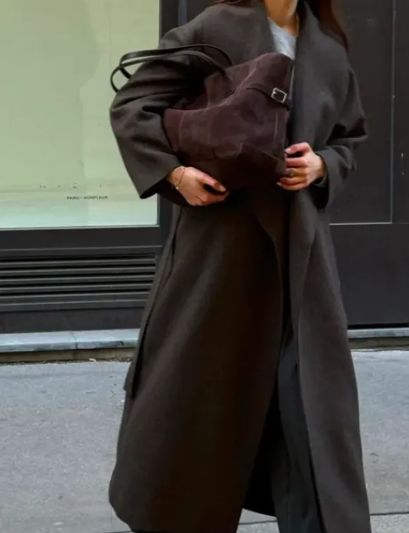 Flattered - Lesley tote bag, suede chocolate