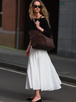 Flattered - Lesley tote bag, suede chocolate