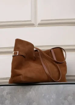 Flattered - Lesley tote bag, suede bourbon