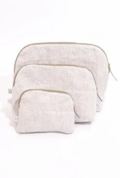 Gauhar - kosmetiikkapussi raidallinen beige-valk