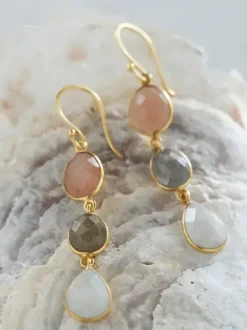 Granted Peach Moonstone Labradorite Moonstone GP korvakorut