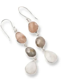 Granted Peach Moonstone Labradorite Moonstone SP korvakorut