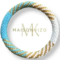 MAISON KIZO - Nepali turq, gold, white bracelet B119