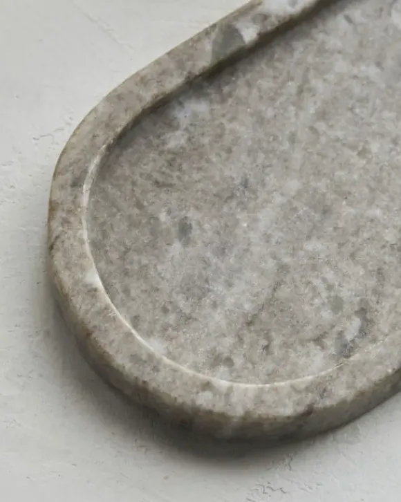 Meraki - marmoritarjotin 28cm, oval beige