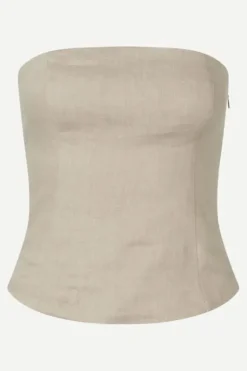 Samsoe&Samsoe - Saelynn toppi pellavaa, chinchilla