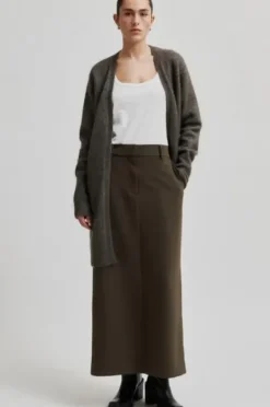 Second Female - Brook pitkä neuletakki, chocolate chip