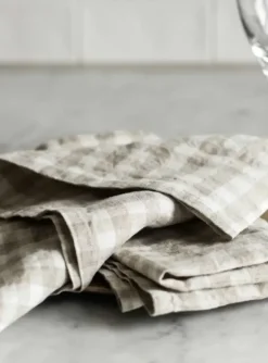 Tell Me More - pellavaservetti ruutu, natural