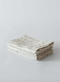 Tell Me More - pellavaservetti ruutu, natural