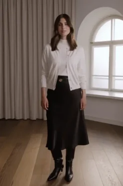 Tianna midi satiinihame, black