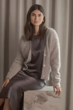 Tianna midi satiinihame, dark chocolate