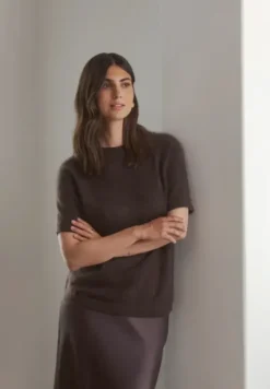 Tianna midi satiinihame, dark chocolate