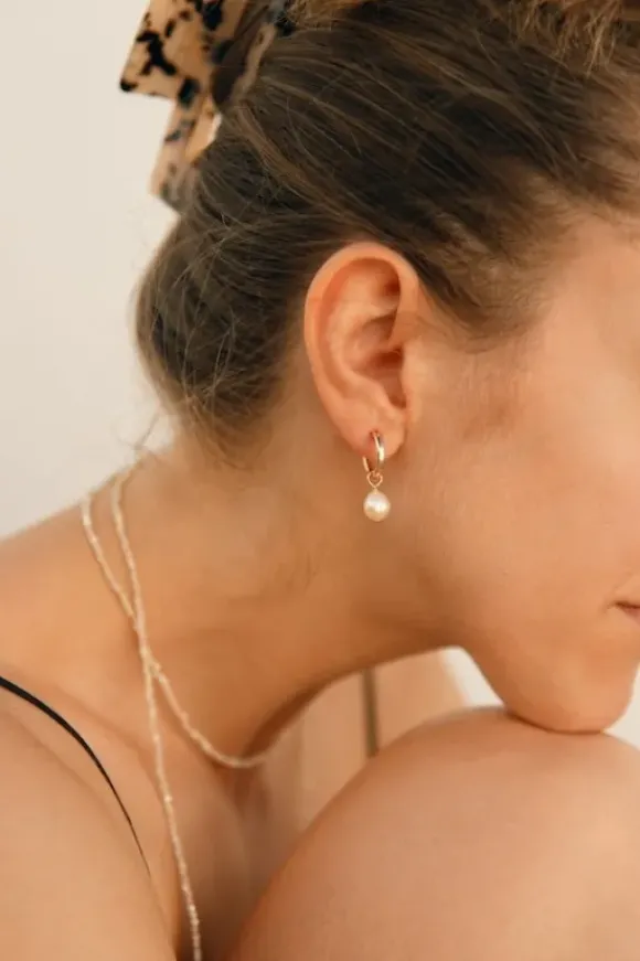 Venice Pearl Hoop korvakorut, kulta