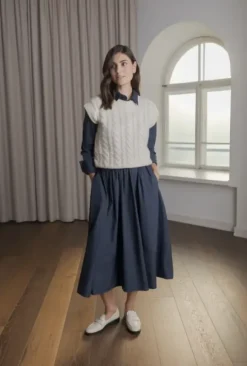 Vivian palmikkoneuleliivi, cream