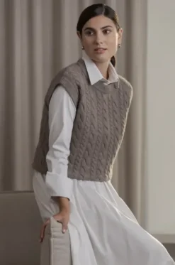 Vivian palmikkoneuleliivi, nougat