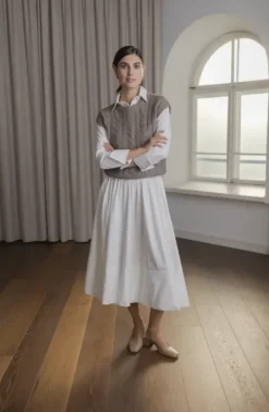 Vivian palmikkoneuleliivi, nougat