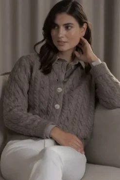 Vivianna palmikkoneuletakki, nougat