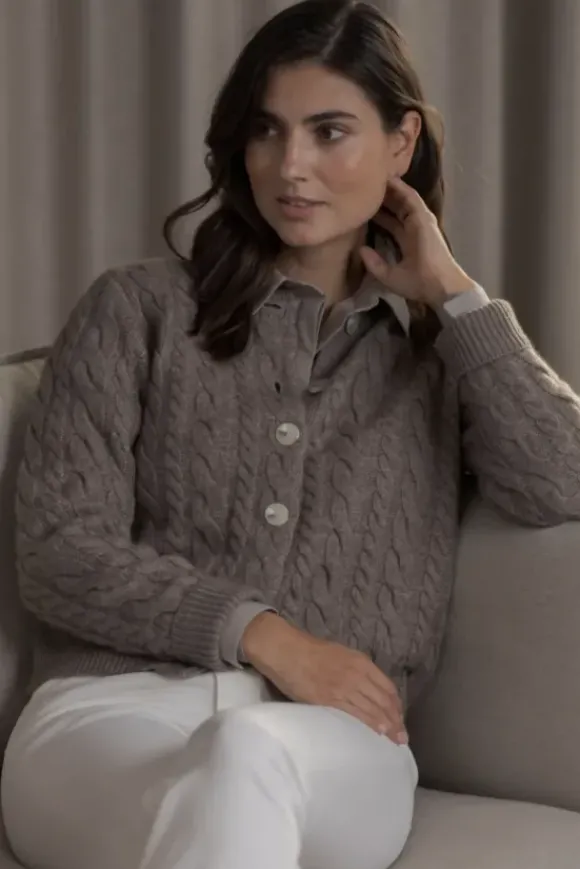 Vivianna palmikkoneuletakki, nougat