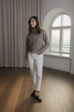 Vivianna palmikkoneuletakki, nougat