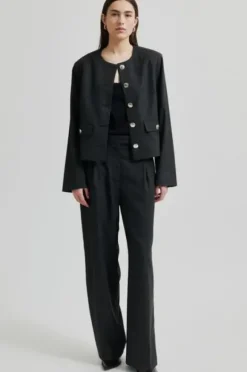 Wake lyhyt bleiseri, dark grey melange