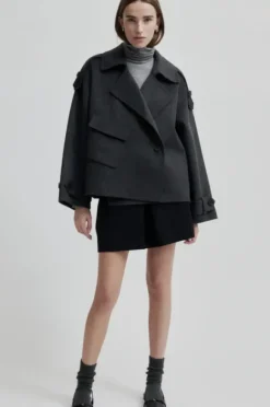 Walance lyhyt villakangastakki, dark grey melange